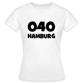 040 - H - Hamburg - Vorwahl - Telefon telefonieren - Frauen T-Shirt - Weiß - Vorne - AI Model Female 172 dark (172cm)