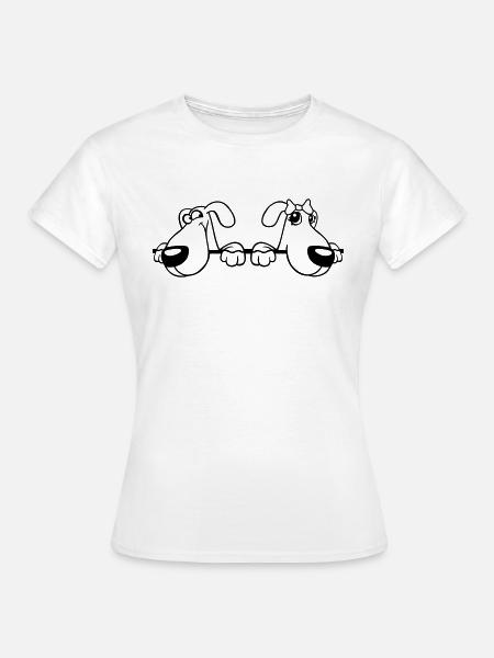 2 Hunde Team Zwei Freunde Liebe Pärchen Verliebt - Frauen T-Shirt - Weiß