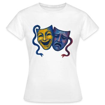 Theater Comedy Tragedy Masks - Women's T-Shirt - white - Front - AI Model Female 172 dark (172cm)