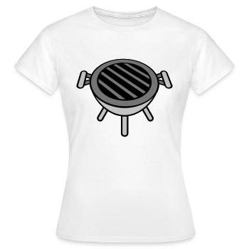Petit barbecue rond au charbon de bois - T-shirt Femme - blanc - Devant - AI Model Female 172 dark (172cm)