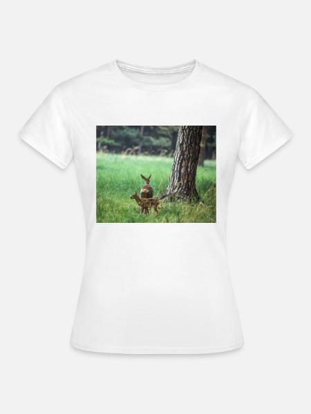 Reh mit Kitz - Frauen T-Shirt - Weiß