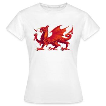Walisischer Drache - Y Ddraig Goch - Frauen T-Shirt - Weiß - Vorne - AI Model Female 172 dark (172cm)