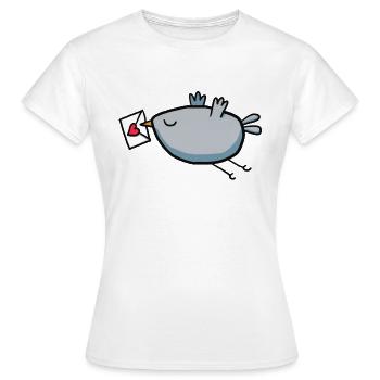 Vogel mit Liebesbrief - Frauen T-Shirt - Weiß - Vorne - AI Model Female 172 dark (172cm)