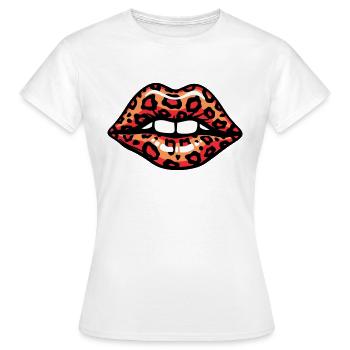LEOPARDEN-LIPPEN - Frauen T-Shirt - Weiß - Vorne - AI Model Female 172 dark (172cm)