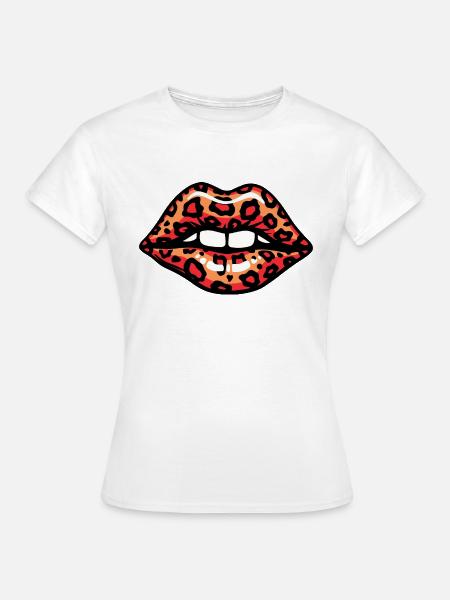 LEOPARDEN-LIPPEN - Frauen T-Shirt - Weiß