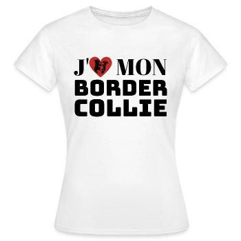J aime mon border collie - T-shirt Femme - blanc - Devant - AI Model Female 172 dark (172cm)