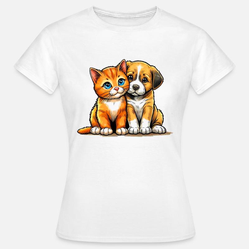 Cane e gatto - Maglietta da donna - bianco