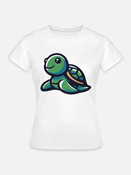 Niedliche lächelnde Schildkröte - Frauen T-Shirt - Weiß