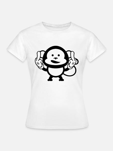 monkey middle finger design - Frauen T-Shirt - Weiß