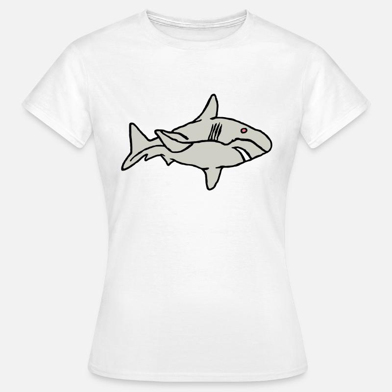 Poisson Requin Prédateur Eau Graffiti Océan - T-shirt Femme - blanc