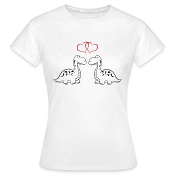 dinos verliebt - Frauen T-Shirt - Weiß - Vorne - AI Model Female 172 dark (172cm)