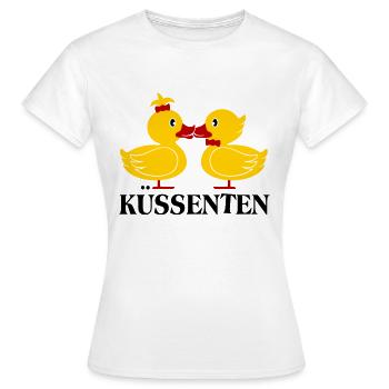 Die KüssEnten (Enten) - Frauen T-Shirt - Weiß - Vorne - AI Model Female 172 dark (172cm)