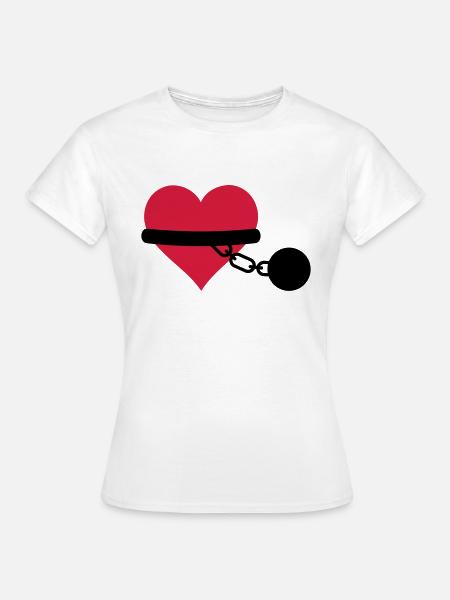 coeur enchaîné - T-shirt Femme - blanc