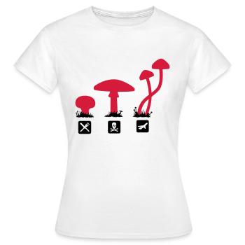 Pilze, Psylocibin Speisen Töten Fliegen - Frauen T-Shirt - Weiß - Vorne - AI Model Female 172 dark (172cm)