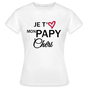 Je t'aime mon papy chéri - T-shirt Femme - blanc - Devant - AI Model Female 172 dark (172cm)