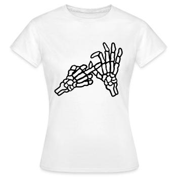 Mittelfinger Loch Geste Skelett - Frauen T-Shirt - Weiß - Vorne - AI Model Female 172 dark (172cm)