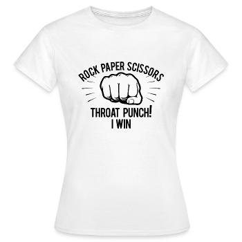ROCK PAPER SCISSORS THROAT PUNCH WIN - Women's T-Shirt - white - Front - AI Model Female 172 dark (172cm)