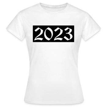 2023 - Women's T-Shirt - white - Front - AI Model Female 172 dark (172cm)