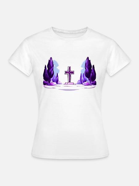 Kreuz zwischen Bäumen - Frauen T-Shirt - Weiß