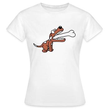 Hund Gierig Hungrig Großer Knochen Verschluckt - Frauen T-Shirt - Weiß - Vorne - AI Model Female 172 dark (172cm)