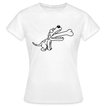 Hund Gierig Hungrig Großer Knochen Verschluckt - Frauen T-Shirt - Weiß - Vorne - AI Model Female 172 dark (172cm)