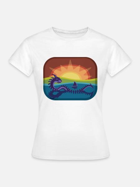 Loch Monster in Regenbogenlandschaft - Frauen T-Shirt - Weiß