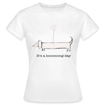 Dackel: it‘s a long day - Frauen T-Shirt - Weiß - Vorne - AI Model Female 172 dark (172cm)