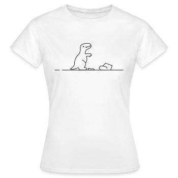 Petit Dino Imprimé Premium Cartoon - T-shirt Femme - blanc - Devant - AI Model Female 172 dark (172cm)