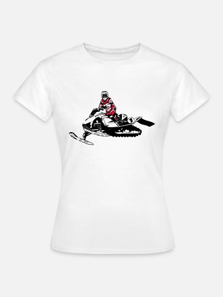 Snowmobil - Motorschlitten - Snowmobile - T-shirt dam - vit