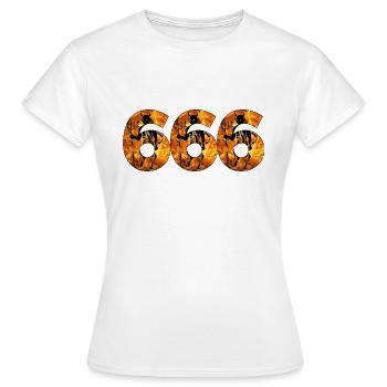 666 - Frauen T-Shirt - Weiß - Vorne - AI Model Female 172 dark (172cm)