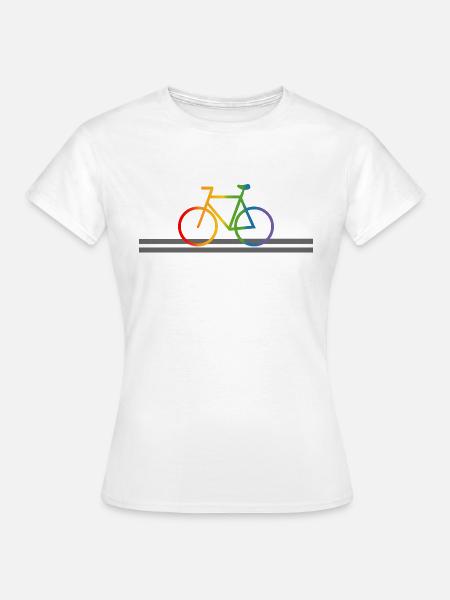 Strasse Regenbogen Fahrrad - Frauen T-Shirt - Weiß