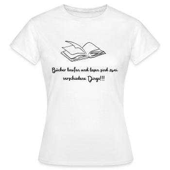 Bücher kaufen - Frauen T-Shirt - Weiß - Vorne - AI Model Female 172 dark (172cm)