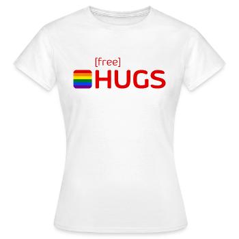 [free] HUGS - Frauen T-Shirt - Weiß - Vorne - AI Model Female 172 dark (172cm)