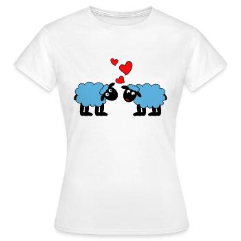 Moutons heureux amoureux Moutons Agneaux Cœurs - T-shirt Femme - blanc - Devant - AI Model Female 172 dark (172cm)