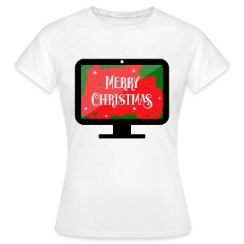 Joyeux Noël Fête de bureau à l’écran - T-shirt Femme - blanc - Devant - AI Model Female 172 dark (172cm)