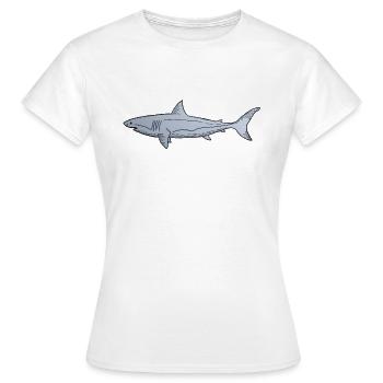 Tatouage traditionnel - Requin - T-shirt Femme - blanc - Devant - AI Model Female 172 dark (172cm)