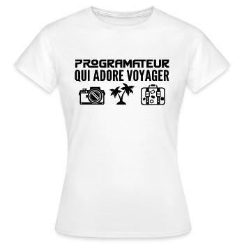 Reisende & Programmierer: Leidenschaft & Entdeckung - Frauen T-Shirt - Weiß - Vorne - AI Model Female 172 dark (172cm)