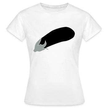 Aubergine - Frauen T-Shirt - Weiß - Vorne - AI Model Female 172 dark (172cm)