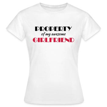 Property of my awesome girlfriend - Women's T-Shirt - white - Front - AI Model Female 172 dark (172cm)