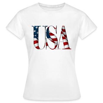 USA Text - Women's T-Shirt - white - Front - AI Model Female 172 dark (172cm)