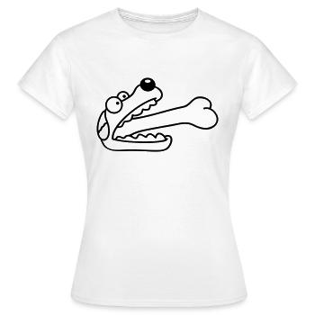 Hund Gierig Hungrig Großer Knochen Verschluckt - Frauen T-Shirt - Weiß - Vorne - AI Model Female 172 dark (172cm)