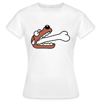 Hund Gierig Hungrig Großer Knochen Verschluckt - Frauen T-Shirt - Weiß - Vorne - AI Model Female 172 dark (172cm)