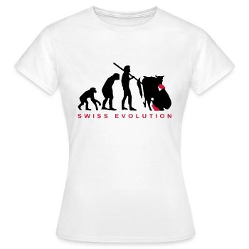 Evolution Bauer Schweiz - Frauen T-Shirt - Weiß - Vorne - AI Model Female 172 dark (172cm)