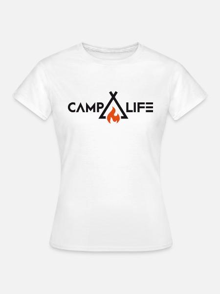 Campen mit Lagerfeuer - Frauen T-Shirt - Weiß