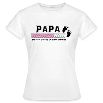 bébé en cours de chgt papa rose - T-shirt Femme - blanc - Devant - AI Model Female 172 dark (172cm)