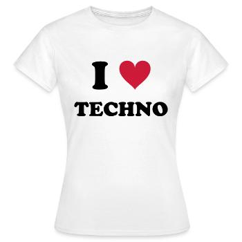 J'AIME TECHNO - T-shirt Femme - blanc - Devant - AI Model Female 172 dark (172cm)