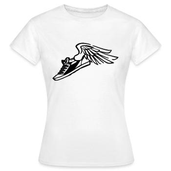 Chaussures de sport avec des ailes Sneaker - T-shirt Femme - blanc - Devant - AI Model Female 172 dark (172cm)