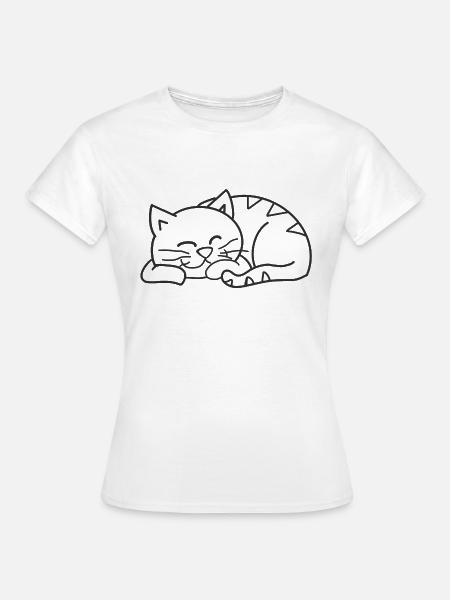 Schlafende Katze - Frauen T-Shirt - Weiß