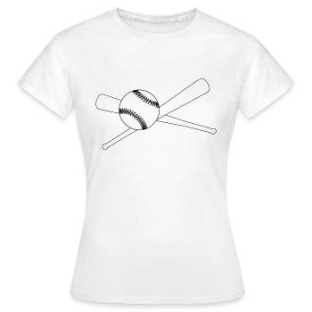 Baseball und 2 Schläger - Frauen T-Shirt - Weiß - Vorne - AI Model Female 172 dark (172cm)