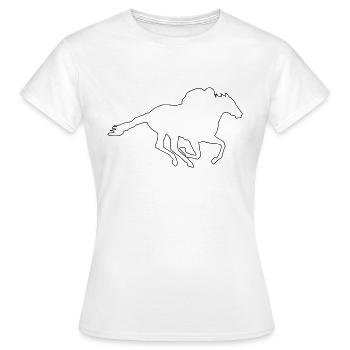Pferd Galopper Rennen Minimalistisch Galopp Reiter - Frauen T-Shirt - Weiß - Vorne - AI Model Female 172 dark (172cm)